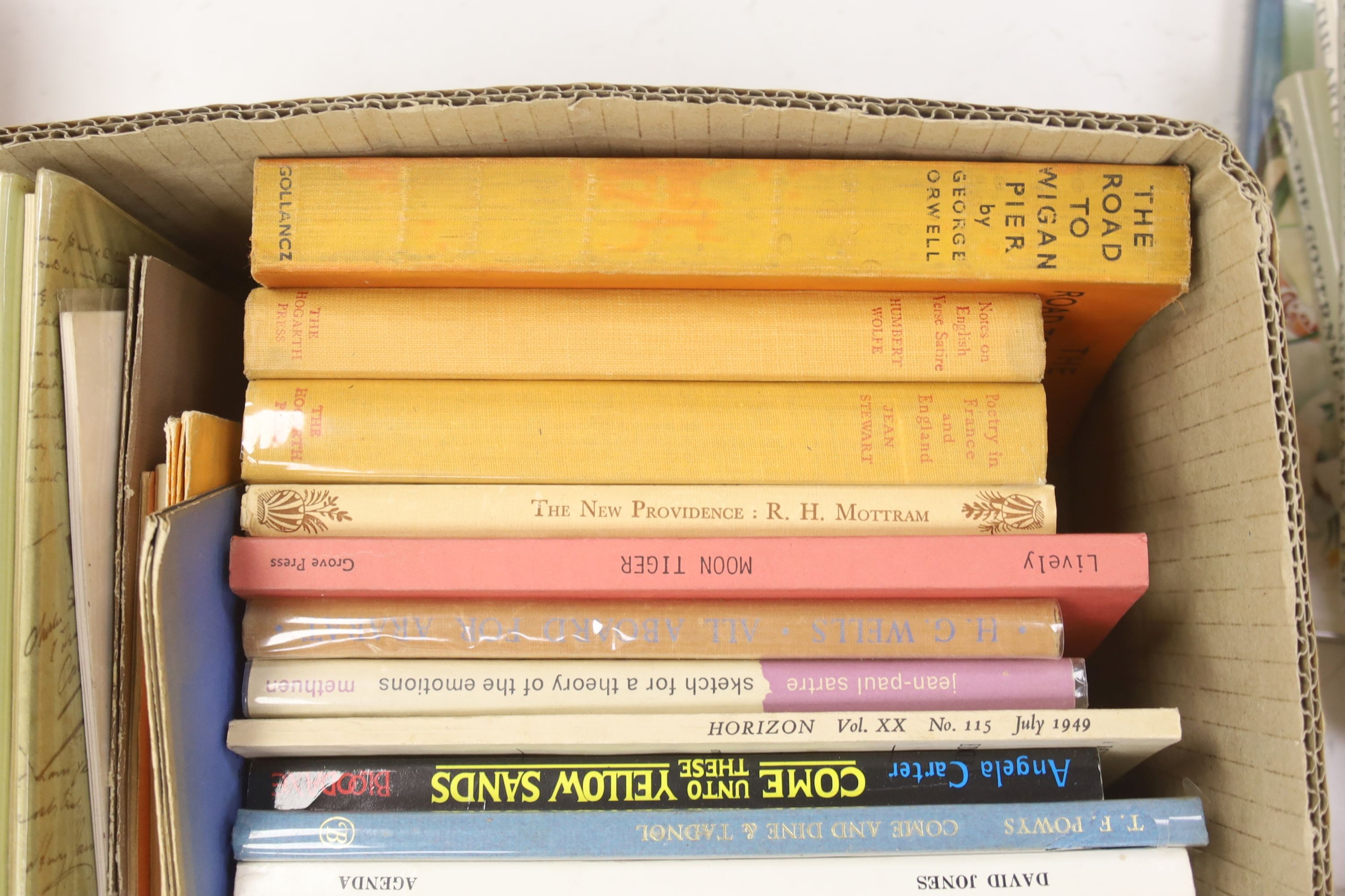 Orwell, George. The Road to Wigan Pier. Left Book Club edition. photo plates, limp orange cloth. 1937; together with a literary selection of 20th century booklets and pamphlet material